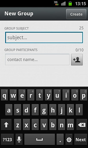 WhatsApp Messenger for Android in 2012 – New Group
