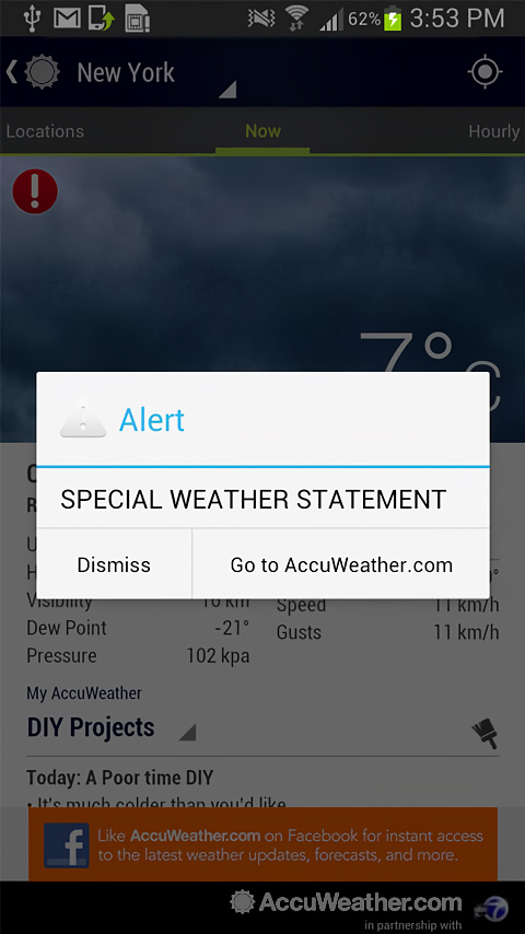 AccuWeather for Android in 2013 – Alert