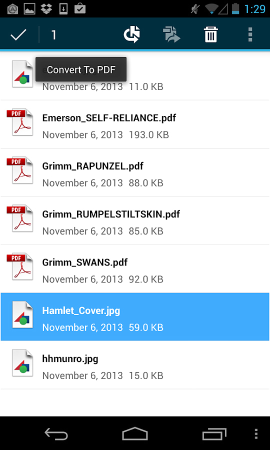 Adobe Reader for Android in 2013 – Convert To PDF