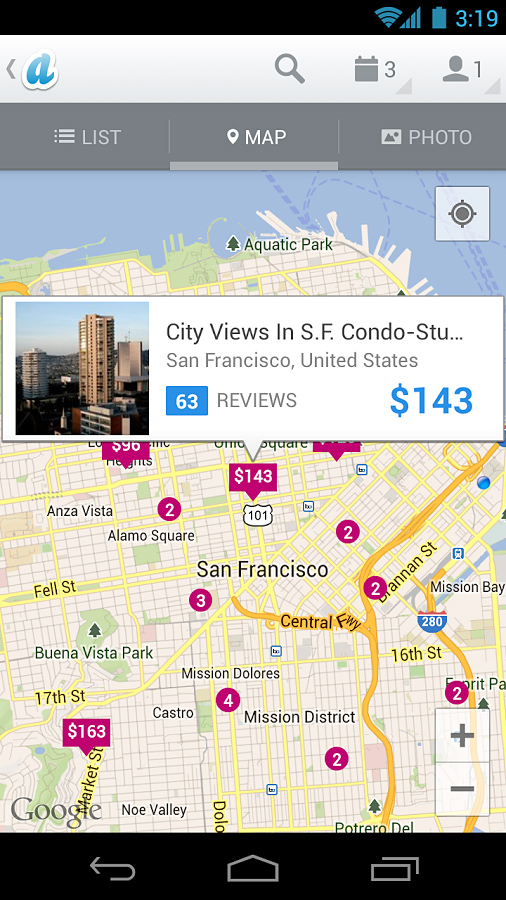 Airbnb for Android in 2013 – Map
