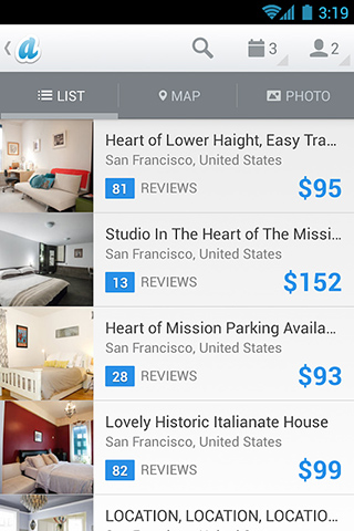 Airbnb for Android in 2013