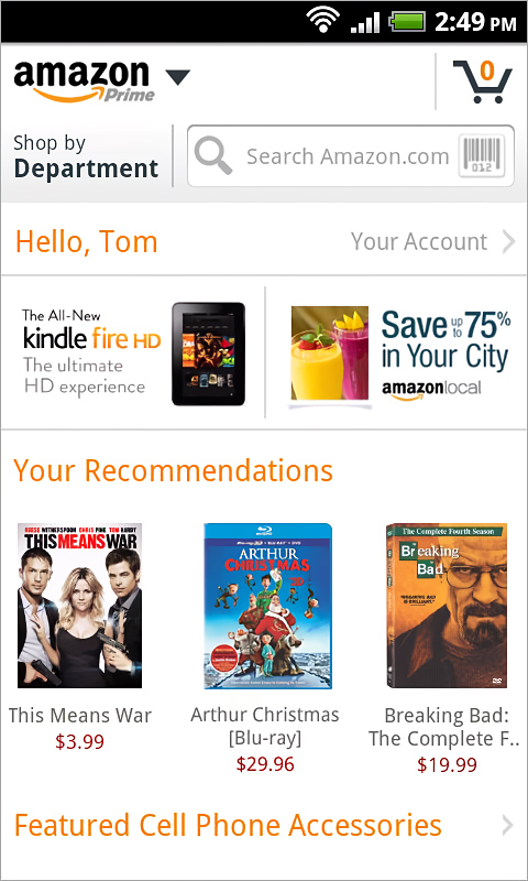 Amazon for Android in 2013