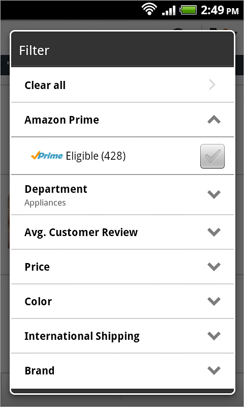 Amazon for Android in 2013 – Filter