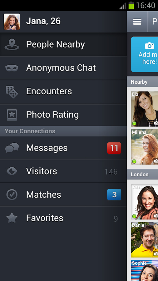 Badoo for Android in 2013 – Menu
