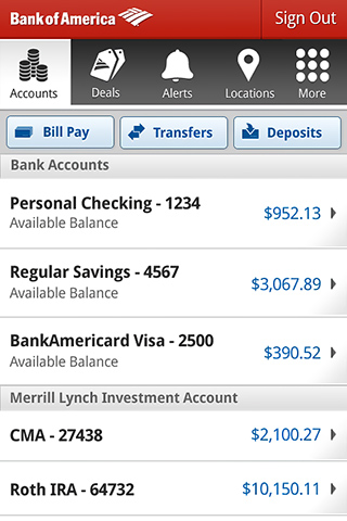 Bank of America for Android in 2013