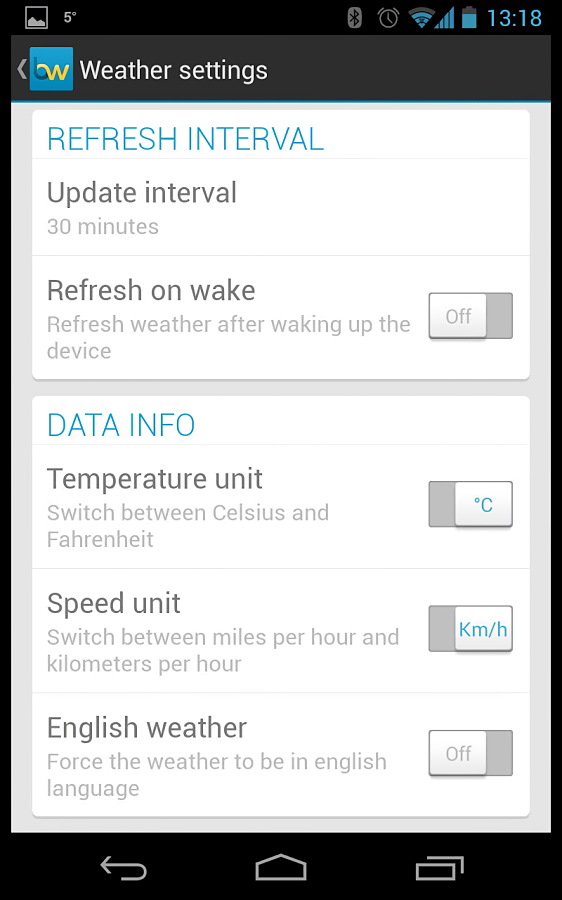 Beautiful Widgets Pro for Android in 2013 – Weather settings