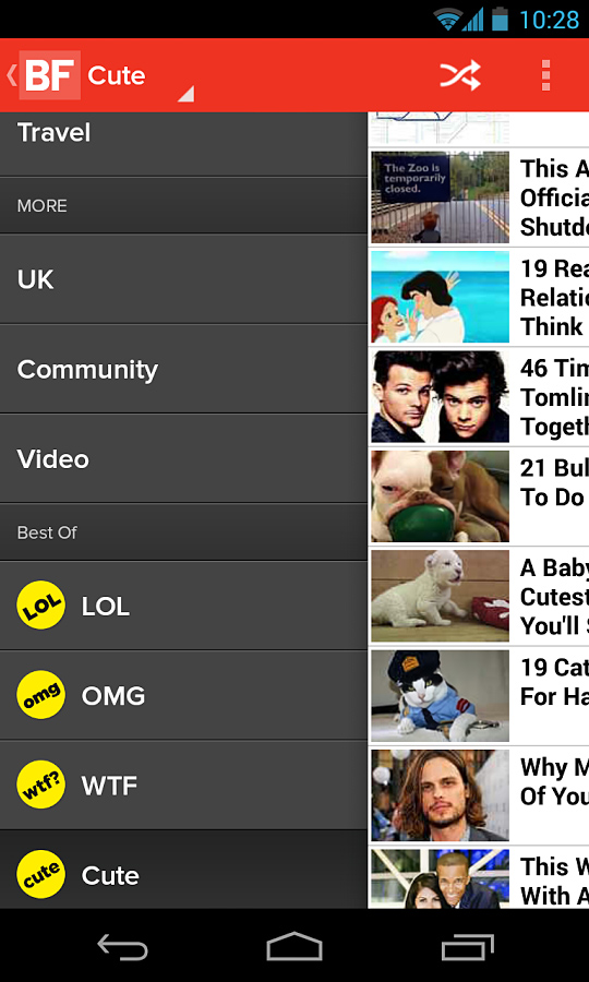BuzzFeed for Android in 2013 – Cute