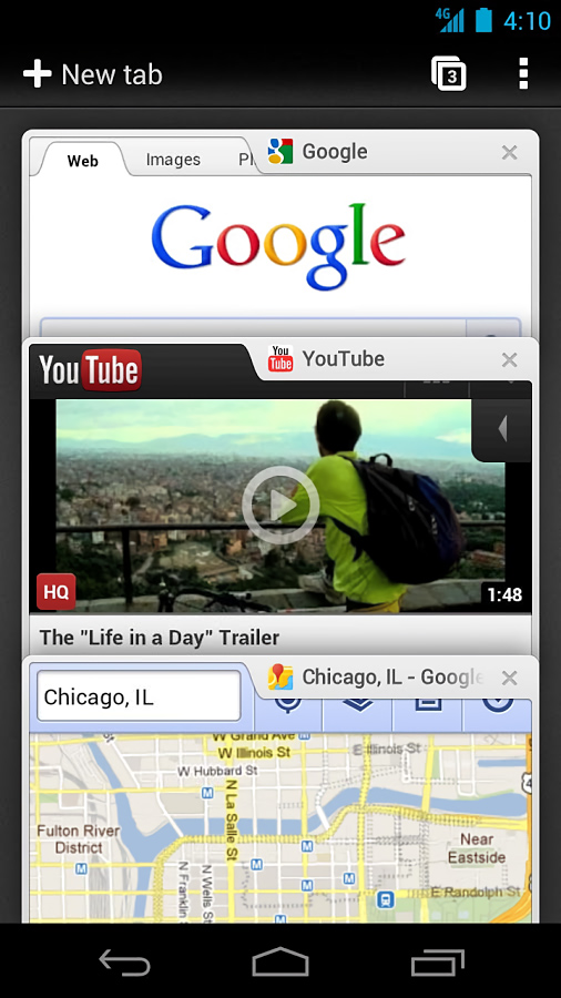 Chrome Beta for Android in 2013 – New Tab