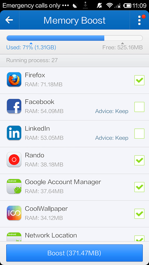 Clean Master for Android in 2013 – Memory Boost
