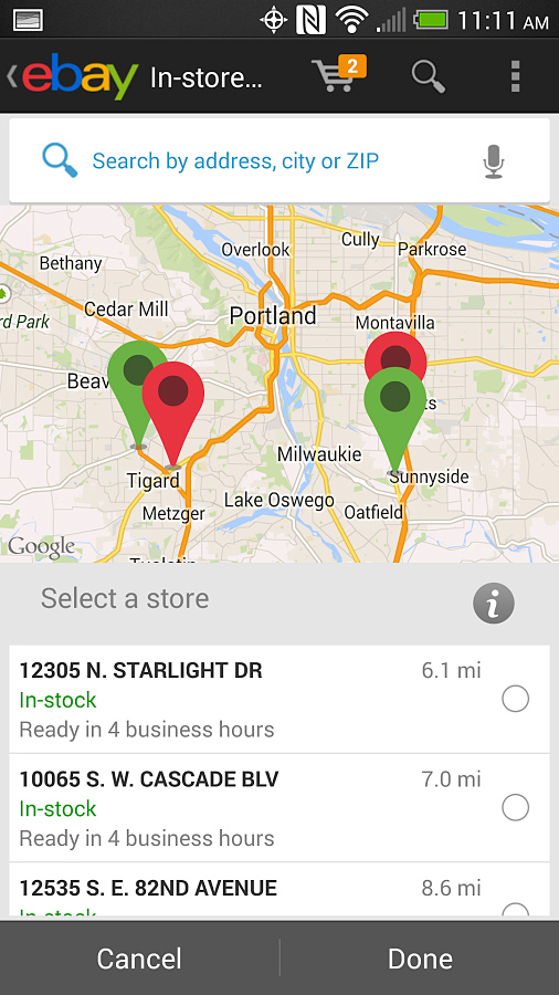 eBay for Android in 2013 – Search by address, city or ZIP