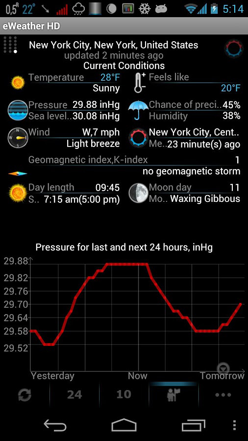 eWeather HD for Android in 2013
