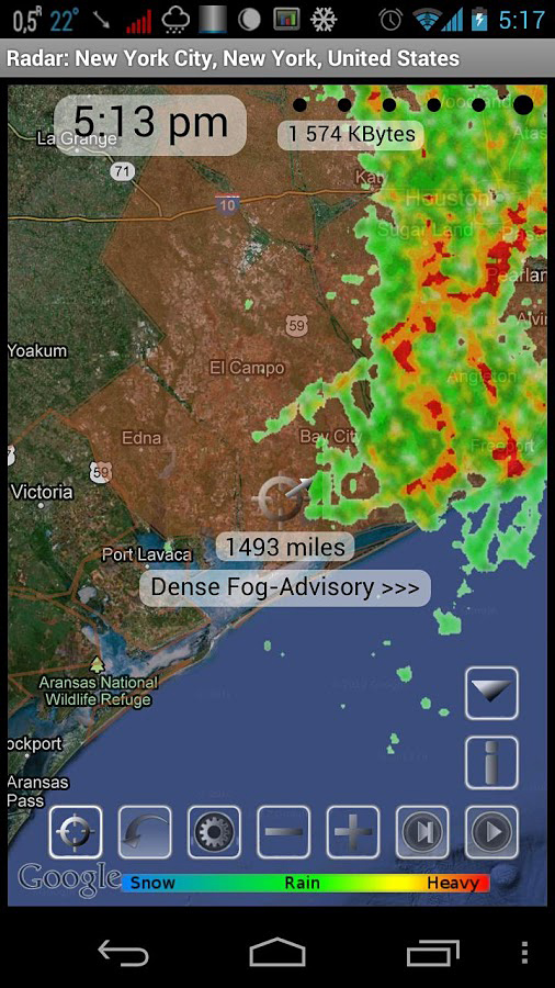 eWeather HD for Android in 2013 – Radar
