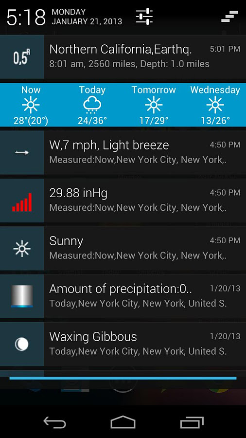 eWeather HD for Android in 2013