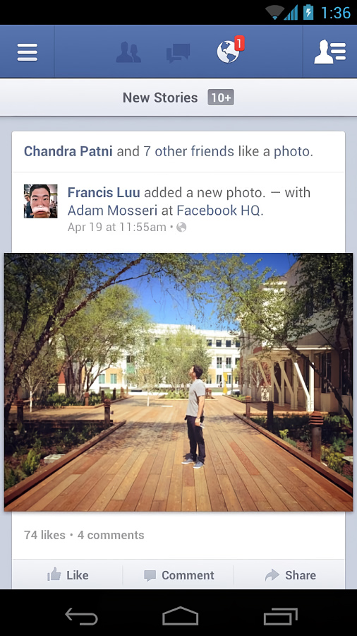 Facebook for Android in 2013 – New Stories