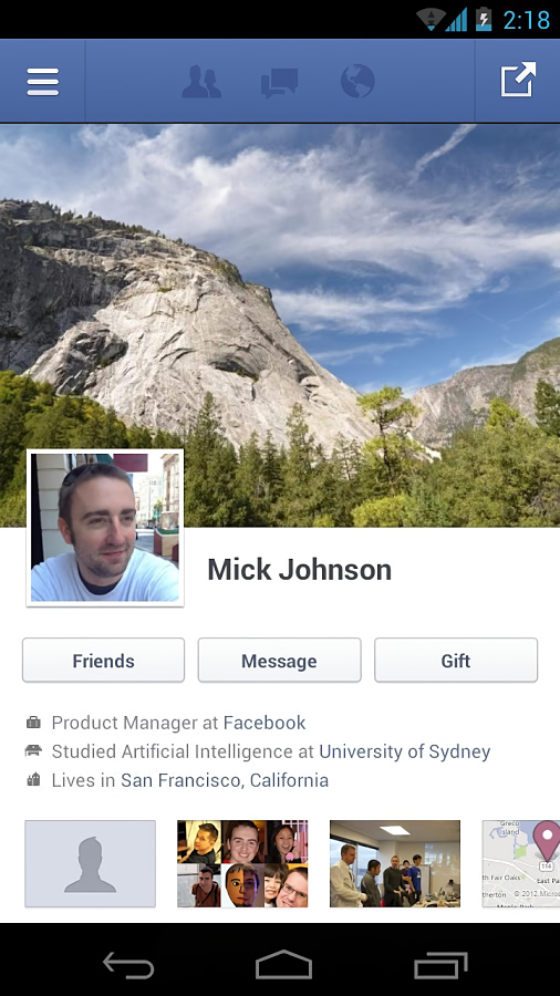 Facebook for Android in 2013 – Profile
