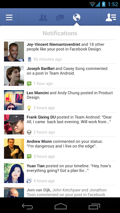 Facebook for Android in 2013 – Notifications
