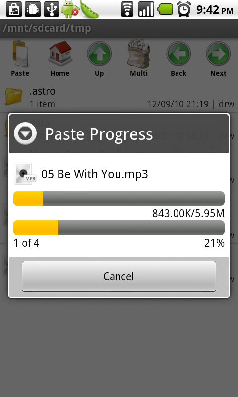 File Manager for Android in 2013 – Paste Progress