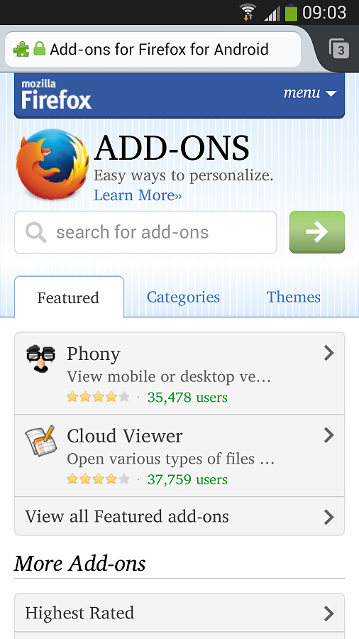 Firefox Browser for Android in 2013 – Add-ons