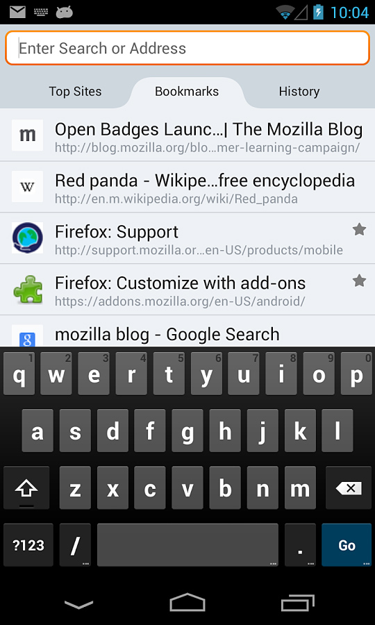 Firefox Browser for Android in 2013 – Bookmarks