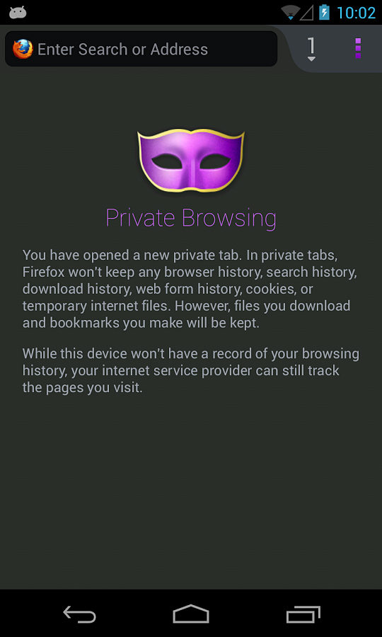 Firefox Browser for Android in 2013 – Private Browsing
