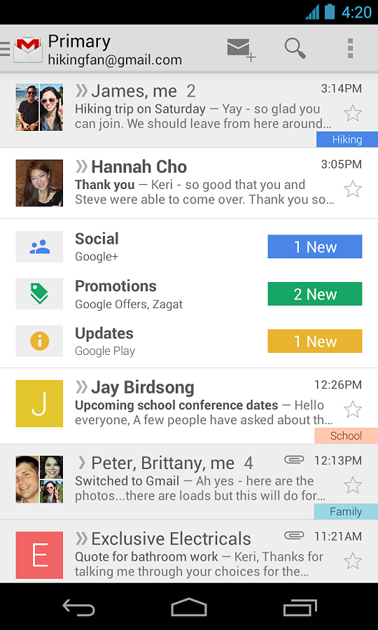 Gmail for Android Mobile in 2013