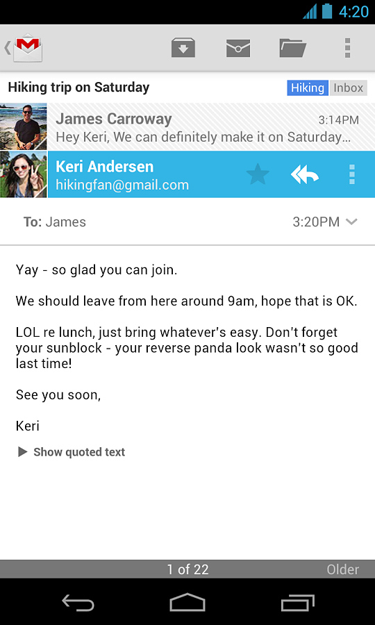 Gmail for Android Mobile in 2013