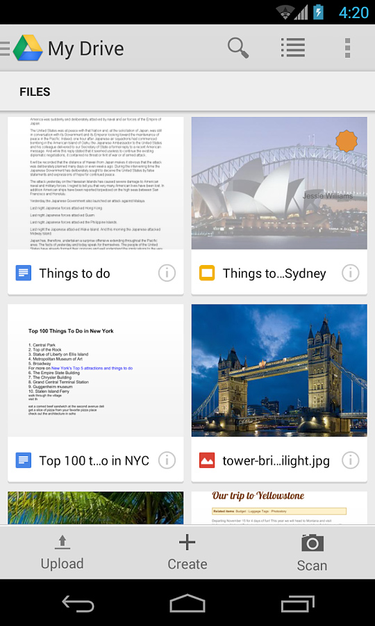Google Drive for Android in 2013 – Files