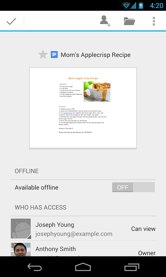 Google Drive for Android in 2013