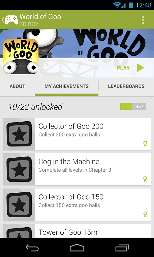 Google Play Games for Android in 2013 – My Achievements