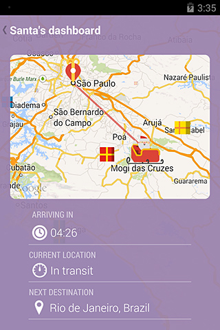 Google Santa Tracker for Android in 2013
