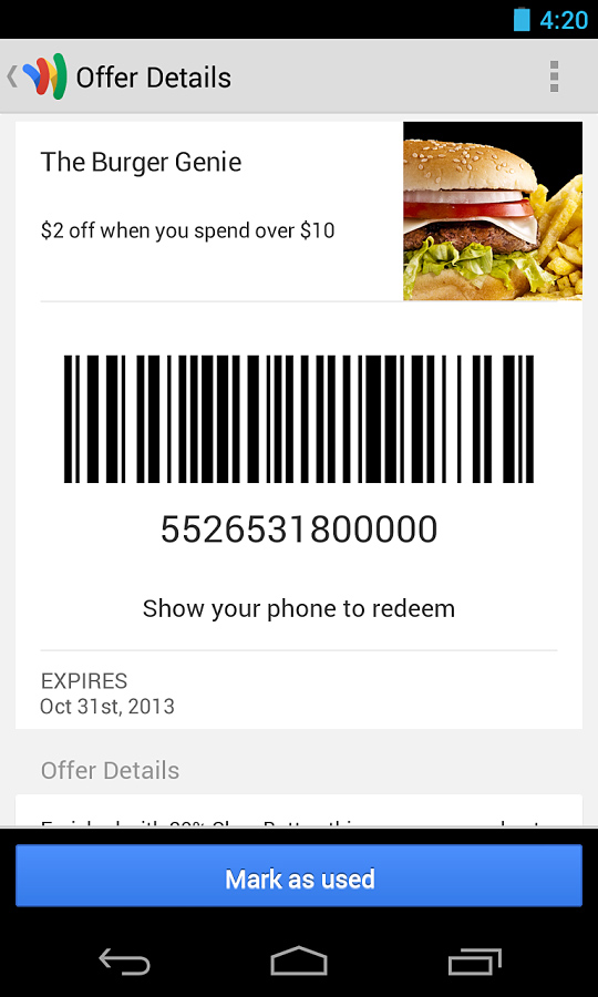 Google Wallet for Android in 2013 – Offer details