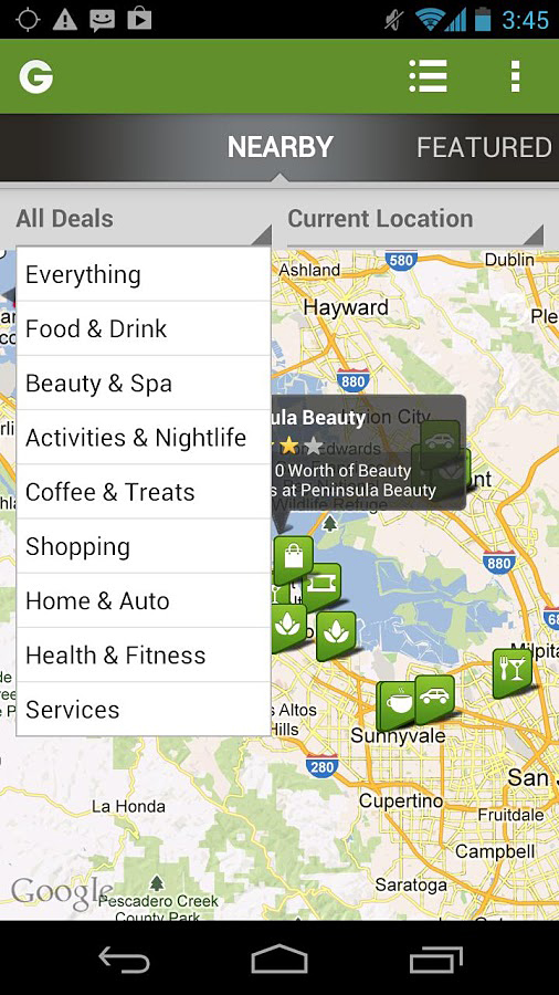 Groupon for Android in 2013 – Nearby