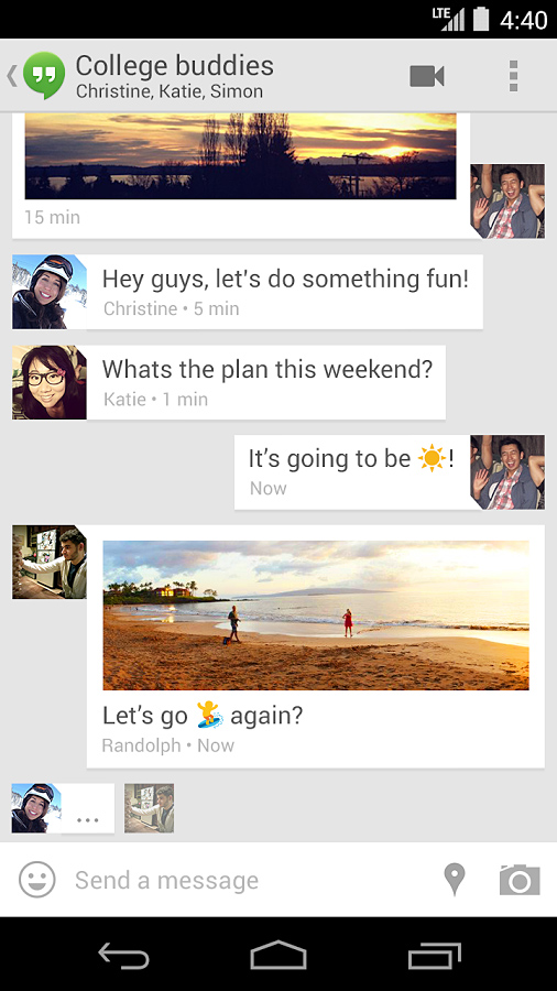 Hangouts for Android in 2013 – College buddies