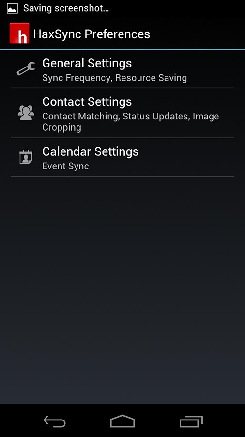 HaxSync for Facebook for Android in 2013 – HaxSync Preferences