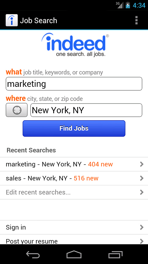 Indeed Jobs for Android in 2013
