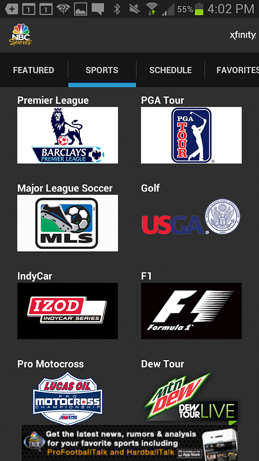 NBC Sports Live Extra for Android in 2013 – Sports