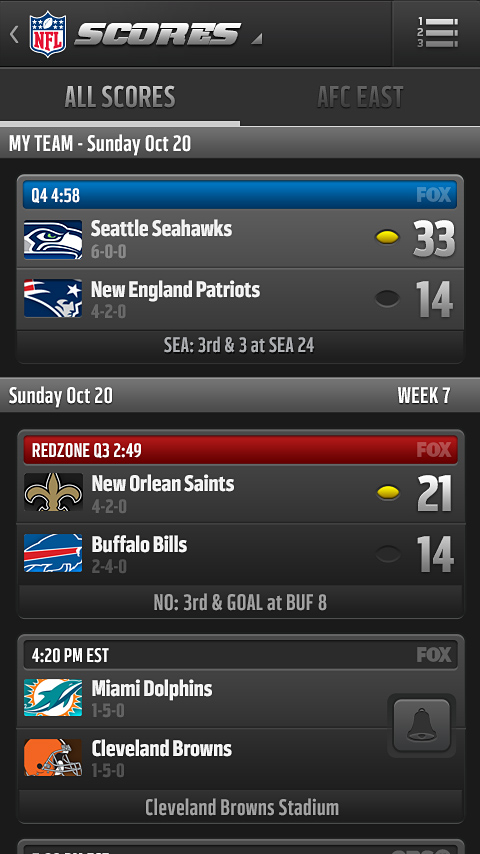 NFL Mobile for Android in 2013 – All Scores