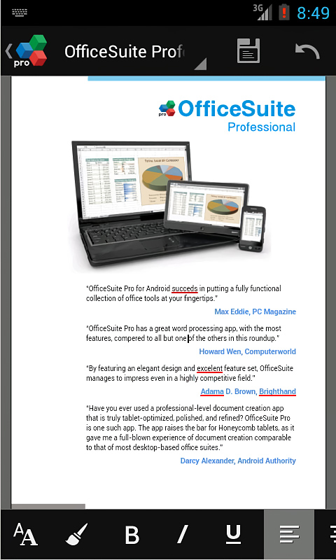 OfficeSuite Pro 7 for Android in 2013