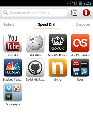 Opera browser for Android in 2013
