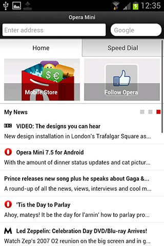 Opera Mini browser for Android in 2013