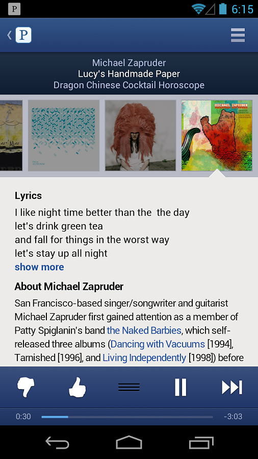 Pandora Radio for Android in 2013