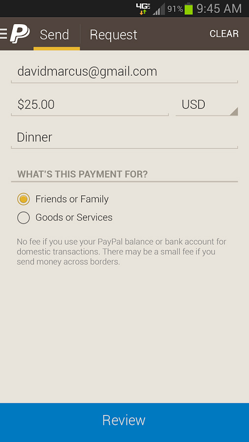 PayPal for Android in 2013 – Request