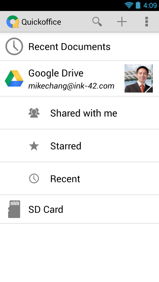 Quickoffice for Android in 2013 – Recent Documents