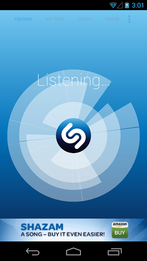 Shazam for Android in 2013 – Listening...