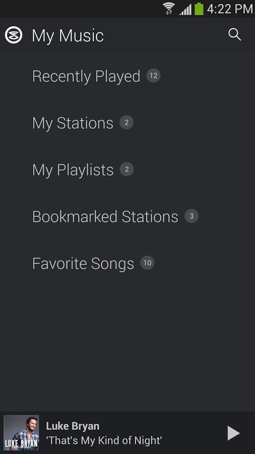 Slacker Radio for Android in 2013 – My Music