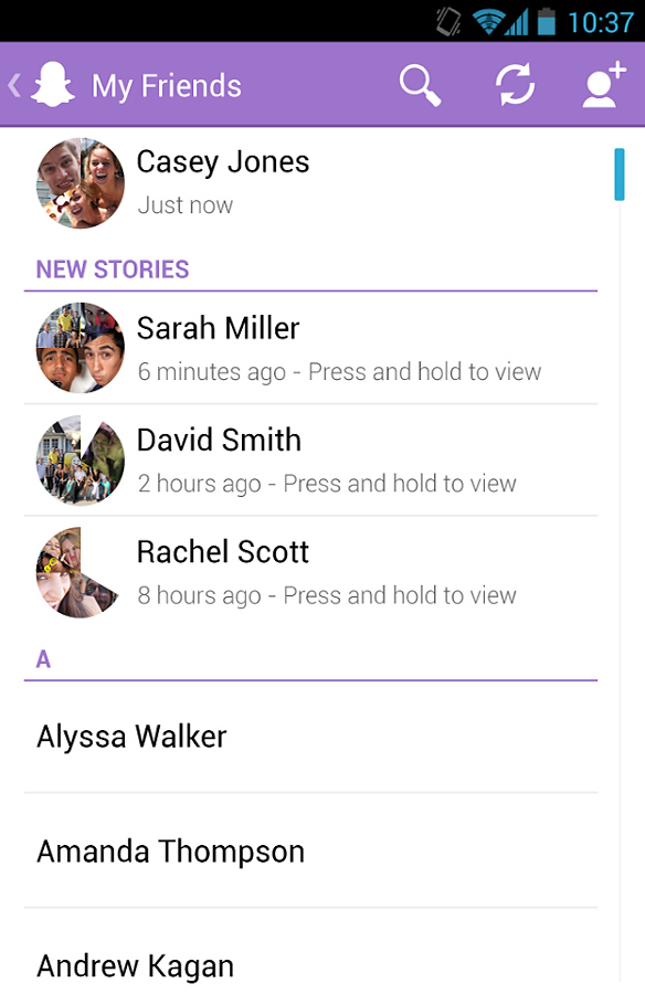 Snapchat for Android in 2013 – My Friends