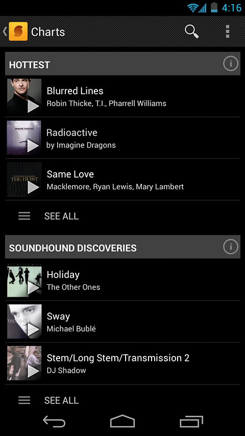 SoundHound for Android in 2013 – Charts