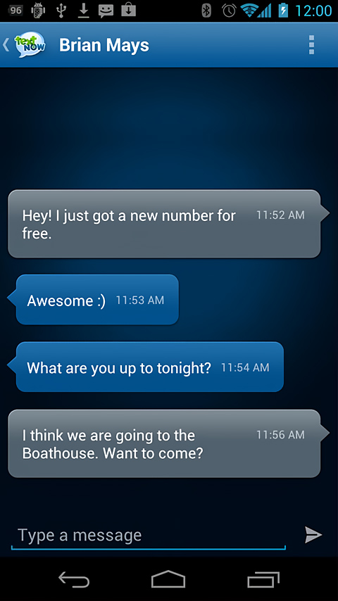 TextNow for Android in 2013 – Chat