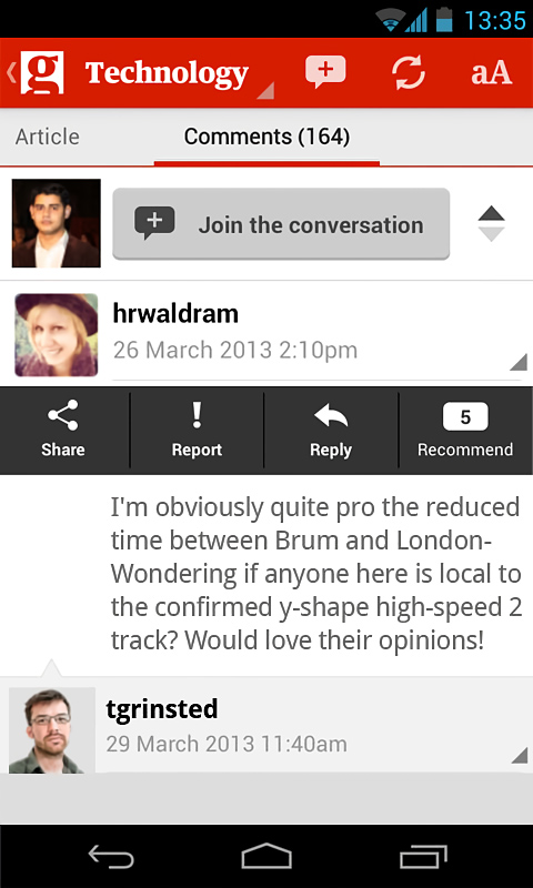 The Guardian for Android in 2013 – Technology
