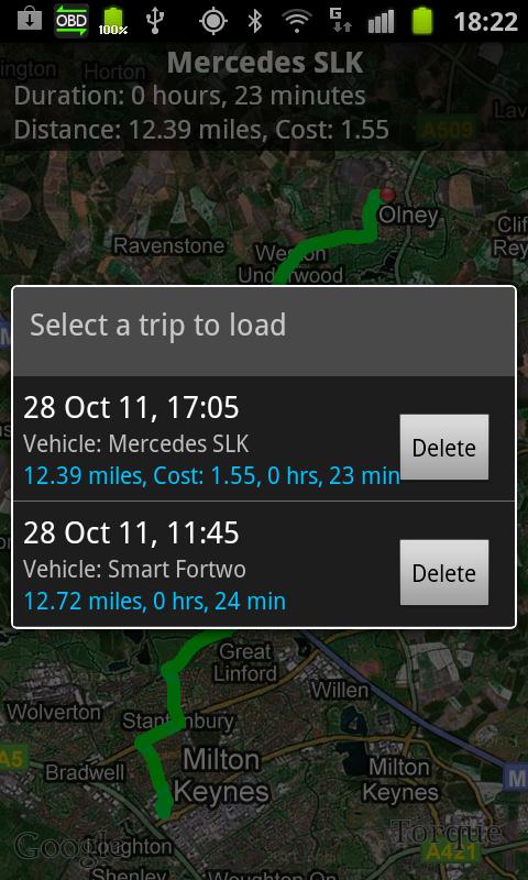 Torque Pro (OBD 2 & Car) for Android in 2013 – Select a trip to load